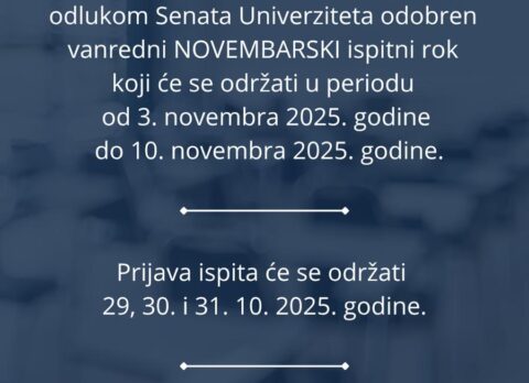 Vanredni NOVEMBARSKI ispitni rok