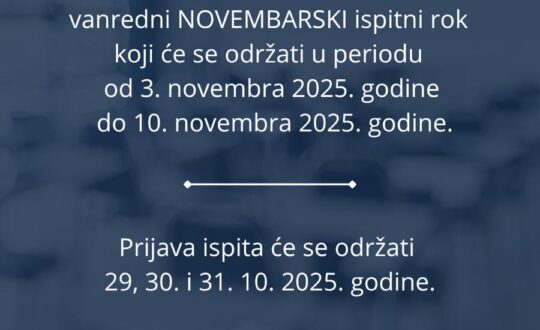 Vanredni NOVEMBARSKI ispitni rok