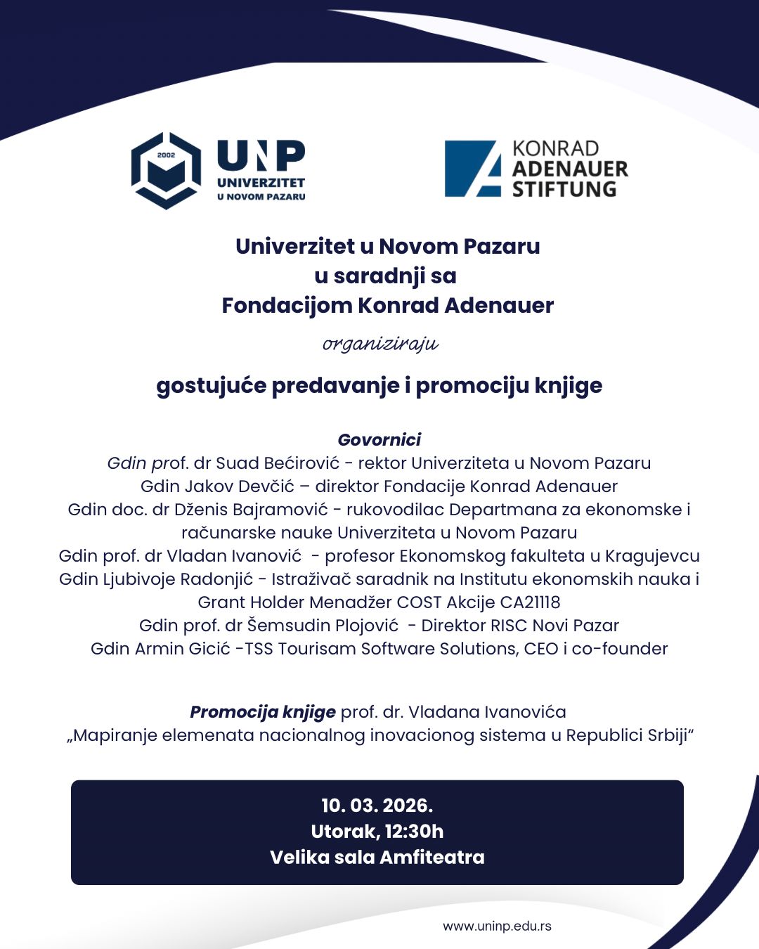 Gostujuce predavanje i promocija knjige Mapiranje elemenata nacionalnog inovacionog sistema u Republici Srbiji