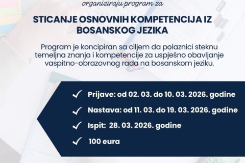Sticanje osnovnih kompetencija iz bosanskog jezika