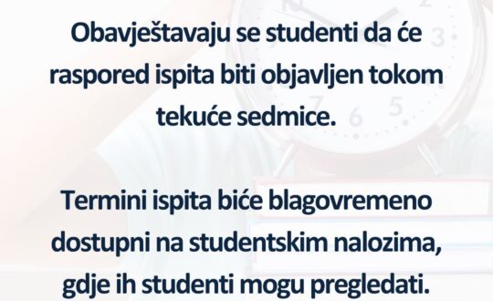 Raspored ispita_Obavjestenje