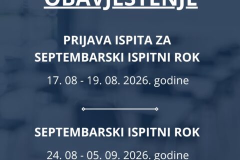 Septembarski ispitni rok 2026.