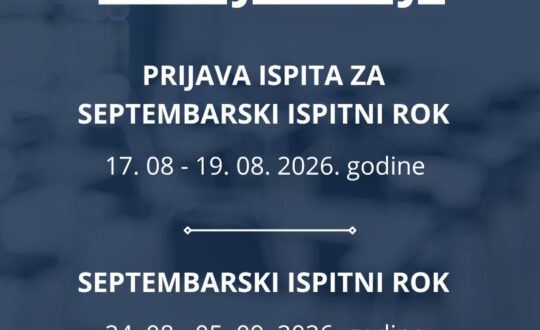 Septembarski ispitni rok 2026.